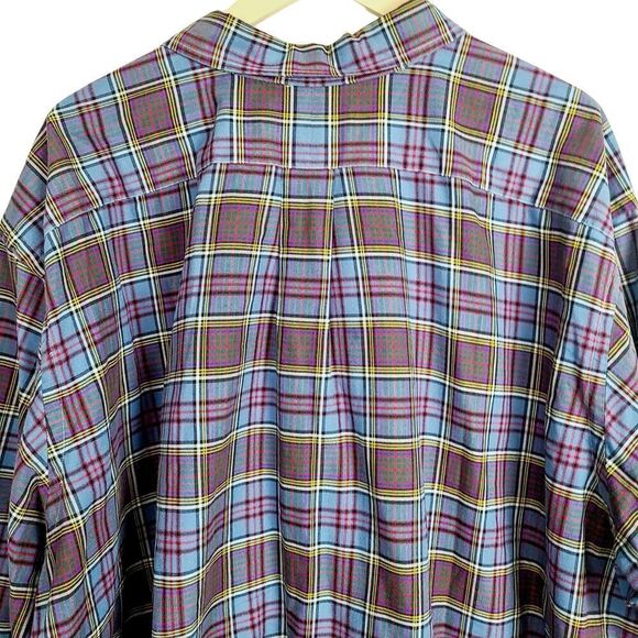 Polo Ralph Lauren Shirt 3XB Blue Purple Plaid 100% Cotton Button Front Collared - Picture 4 of 10